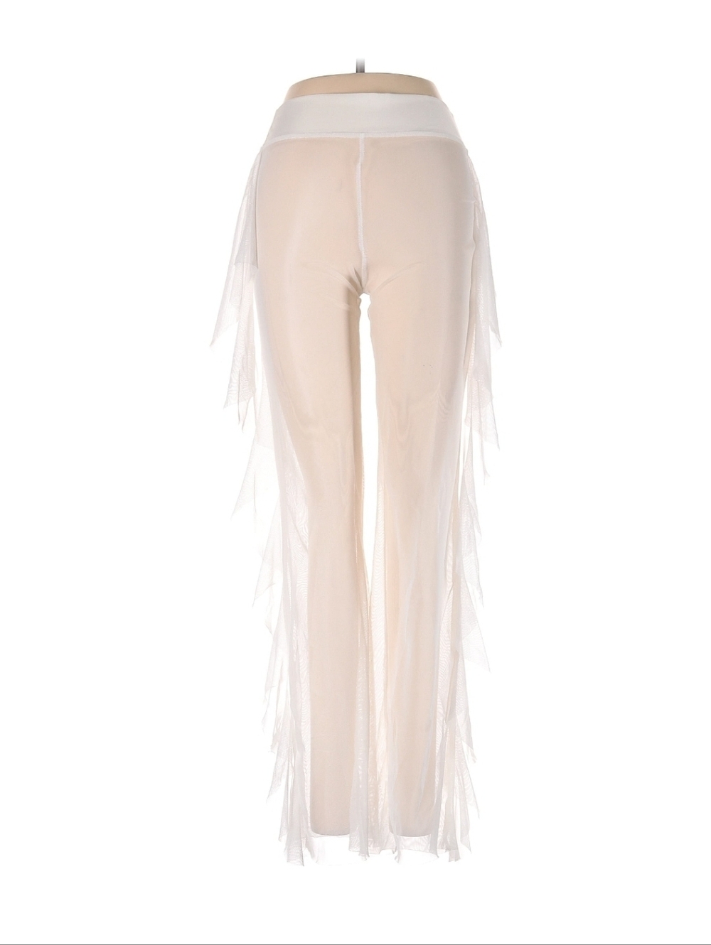 White Ruffle Mesh Swim Coverup Pants